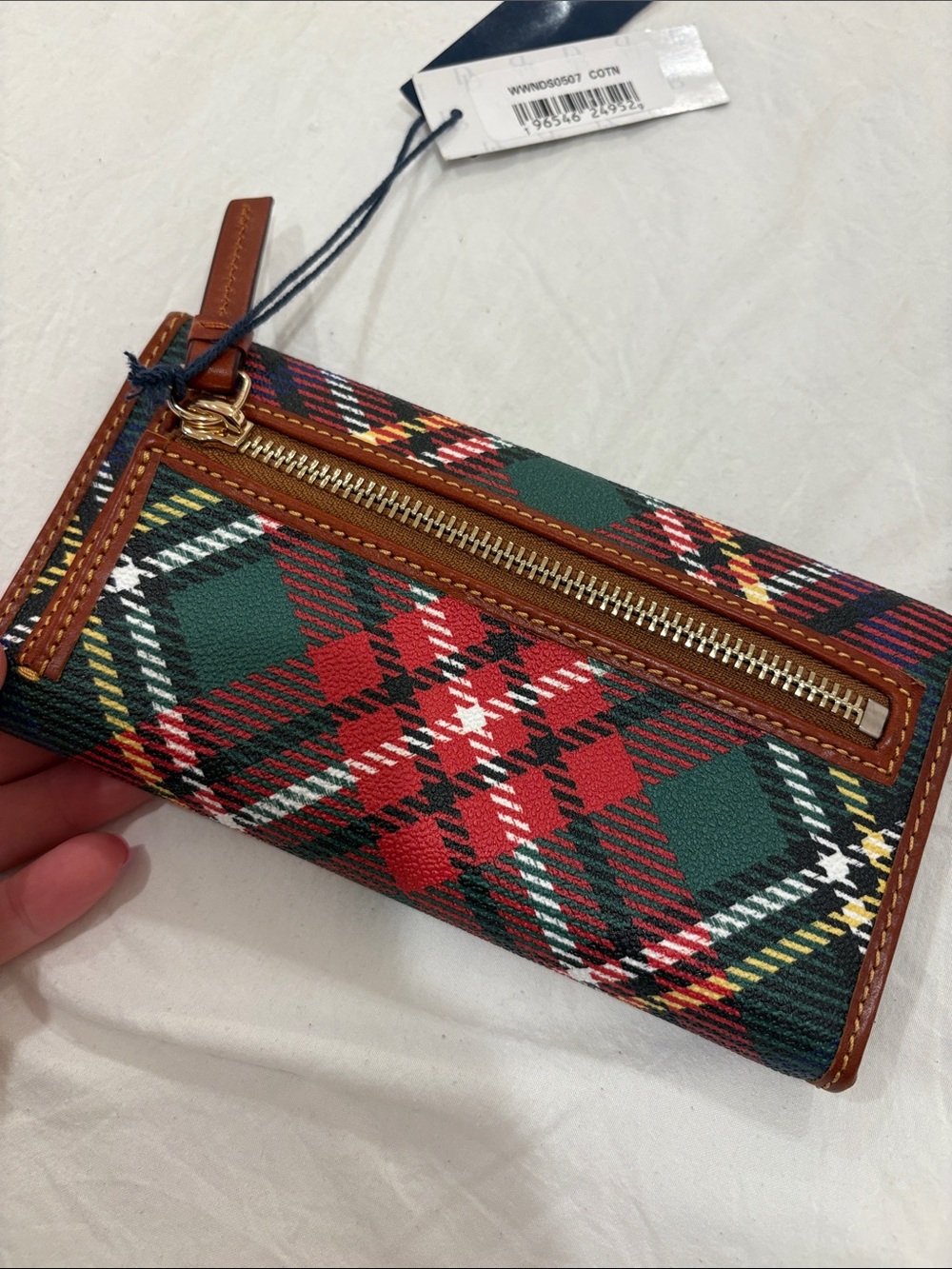 Dooney & Bourke Green Multi Plaid Leather-Trim Wallet - Picture 2 of 8
